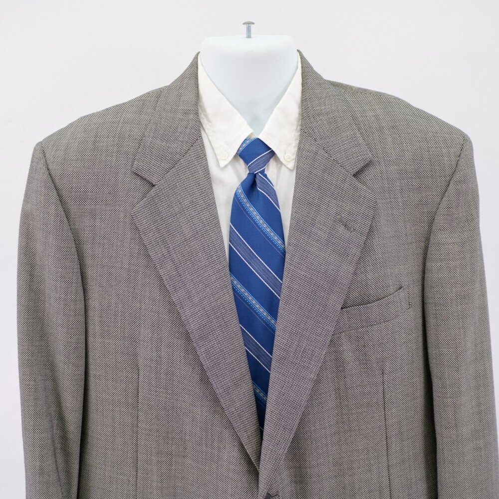 Tom James Executive White Black Birdseye Thick Wool Sport Coat 42S Vintage 2 But